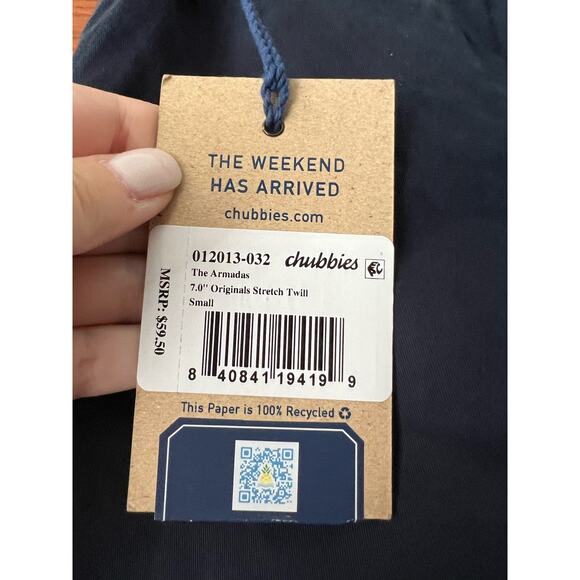 NWT Chubbies Men's The Armadas 7" Originals Stretch Twill Short Navy Blue Size S - Picture 5 of 13